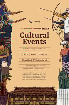 Vintage Indonesia West Nusa Tenggara design layout idea for social media or event poster vector