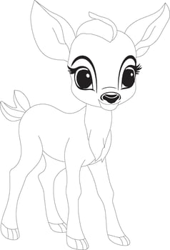 Vector Image of a Deer in Line Art