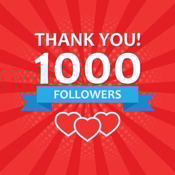 Thank you 1000 followers icon in flat style. Subscription amount vector illustration on isolated background. 1k follower sign business concept.