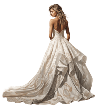 Girl in a beautiful white, beige long evening dress isolated png