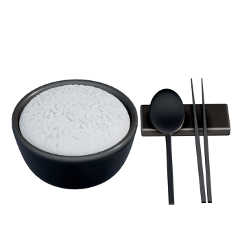 Rice , Crock , Spoon and chopstick ingredient for sukiyaki clip art png