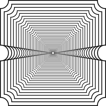 Visual of the Optical Illusion Created from Square Lines Composition, can use for Background, Decoration, Wallpaper, Tile, Carpet Pattern, Modern Motifs, Contemporary Ornate, or Graphic Design Element vector