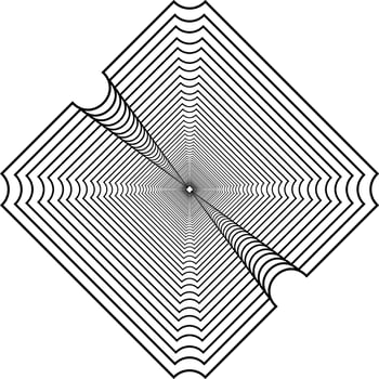 Visual of the Optical Illusion Created from Square Lines Composition, can use for Background, Decoration, Wallpaper, Tile, Carpet Pattern, Modern Motifs, Contemporary Ornate, or Graphic Design Element vector