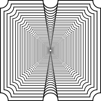 Visual of the Optical Illusion Created from Square Lines Composition, can use for Background, Decoration, Wallpaper, Tile, Carpet Pattern, Modern Motifs, Contemporary Ornate, or Graphic Design Element vector