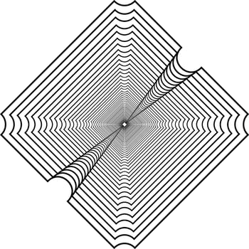 Visual of the Optical Illusion Created from Square Lines Composition, can use for Background, Decoration, Wallpaper, Tile, Carpet Pattern, Modern Motifs, Contemporary Ornate, or Graphic Design Element vector