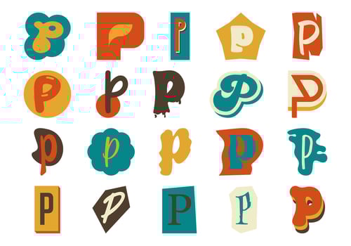 Alphabet Ransom Note P Set vector