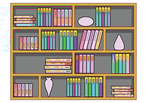 bookshelf vector in fullcolor for background design