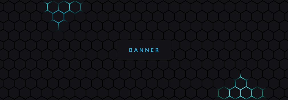 Black Hexagon Abstract Technology Background with Blue Colored Bright Flashes Under Hexagon. vector