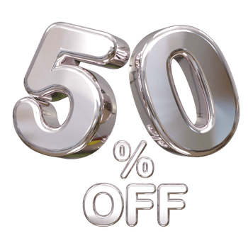 50 percent off discount sale 3d rendering text illustration png