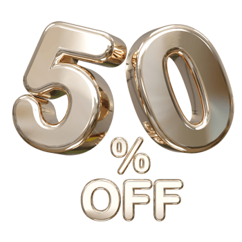 50 percent off discount sale 3d rendering text illustration png