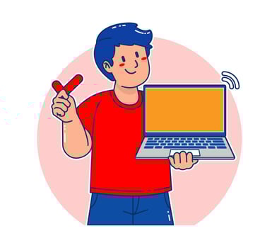 A Man carrying a laptop vector