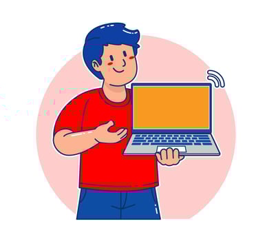 A Man carrying a laptop vector