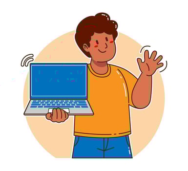 Black man carrying a laptop vector
