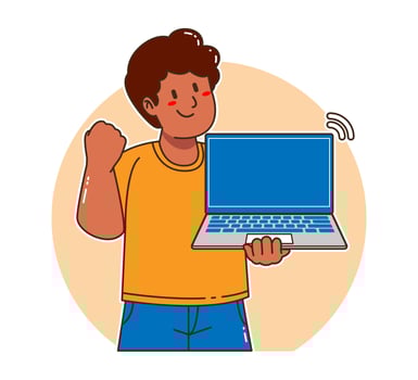 Black man carrying a laptop vector