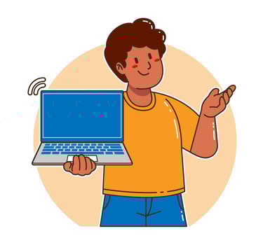 Black man carrying a laptop vector