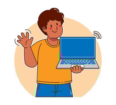 Black man carrying a laptop vector