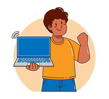 Black man carrying a laptop vector