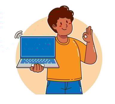 Black man carrying a laptop vector