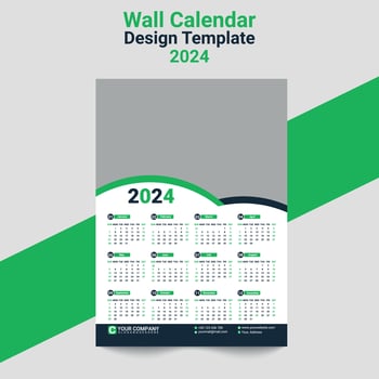 1-Page Wall Calendar 2024 vector
