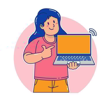 a woman carrying a laptop vector