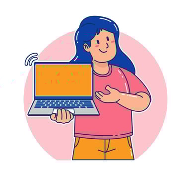 a woman carrying a laptop vector