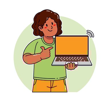 Black woman carrying a laptop vector
