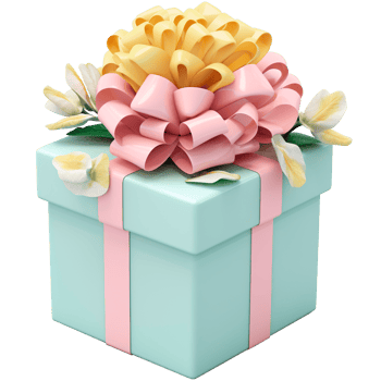 blue 3D gift box with a pink bow. png