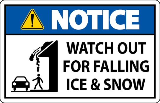 Notice Sign Watch Out For Falling Ice And Snow vector