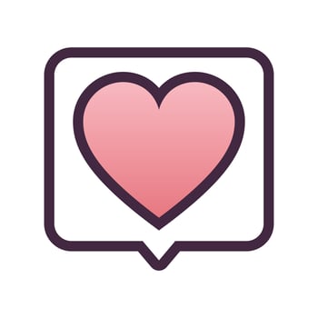 Vector heart shape social media notification icon in speech bubbles vector illustration