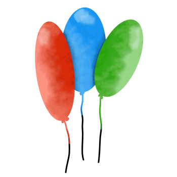 Colors balloons hand drawing water color style png
