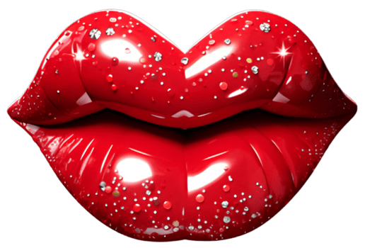 Mouth with red lips. Generative AI. png