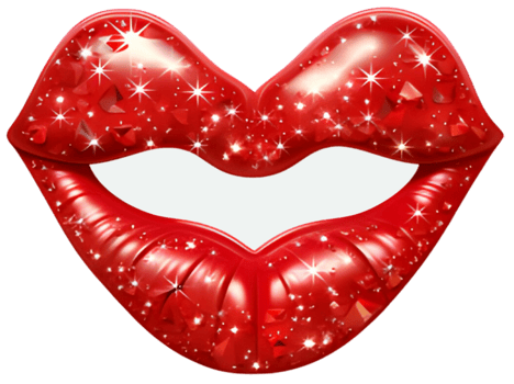Mouth with red lips. Generative AI. png
