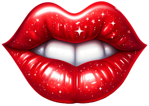 Mouth with red lips. Generative AI. png