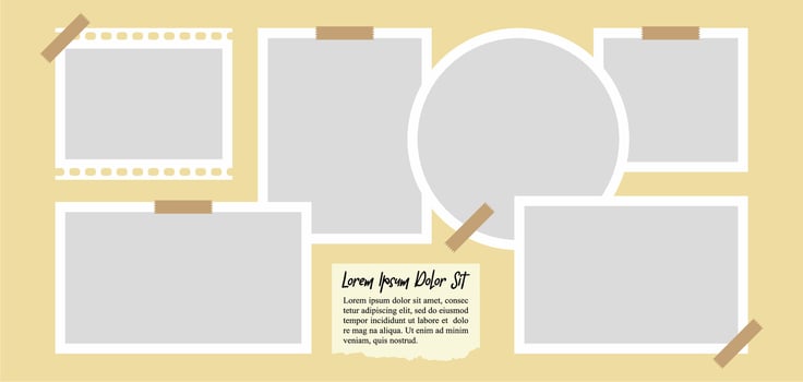 Pictures or photos frame collage. comics page grid layout abstract photo frames and digital photo wall template vector
