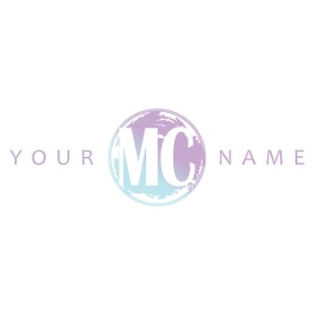 MC Initial Logo Watercolor Vector Design