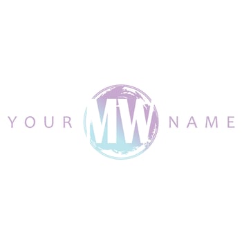 MW Initial Logo Watercolor Vector Design