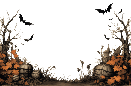Halloween Backdrop, background, photo frame, pattern, pumpkin head jack lantern, Pumpkins In Graveyard In The Spooky Night, transparent background, AI Generated png