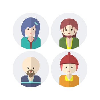 Collection of Cute Avatar Designs with Flat Design Style vector