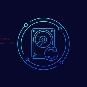 HDD backup, hard drive recovery icon, linear design vector