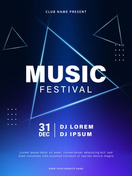Music festival poster design. Music party invitation flyer template. Vector illustration