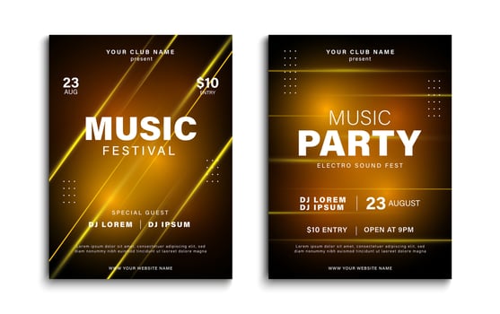Music poster. Party invitation, music festival, event flyer template. Vector illustration