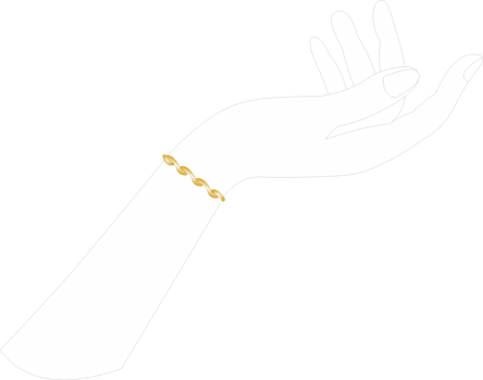Gold chain bracelet  on  hand PNG