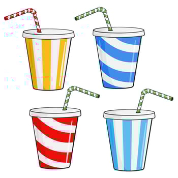 Set of shakes in plastic cup with straw vector