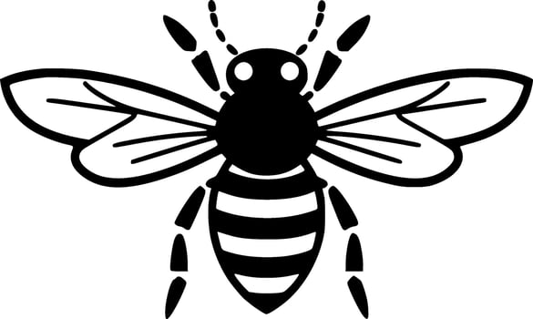 Bee, Black and White Vector illustration