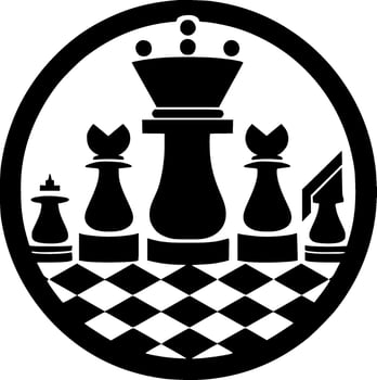 Chess - Black and White Isolated Icon - Vector illustration