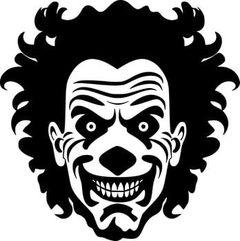Clown, Black and White Vector illustration