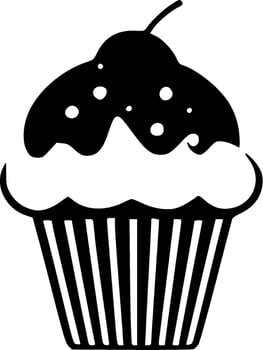 Cupcake - Black and White Isolated Icon - Vector illustration