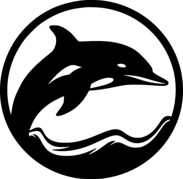 Dolphin - Black and White Isolated Icon - Vector illustration