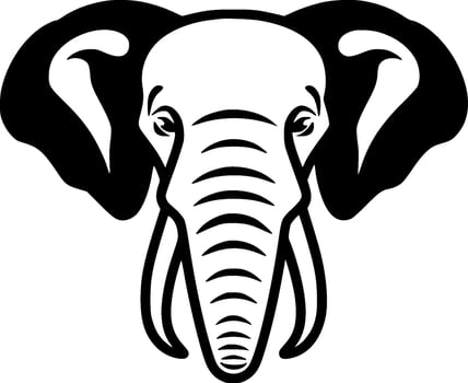 Elephant, Black and White Vector illustration