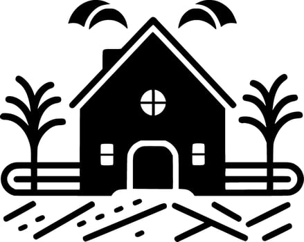 Farm - Black and White Isolated Icon - Vector illustration